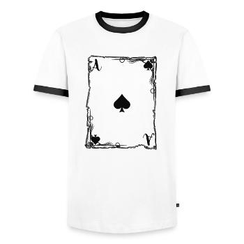 L'as de pique. - T-shirt contrasté Homme - blanc/noir - Devant - AI Model Female 172 light (172cm) & AI Model Male 178 dark (178cm)