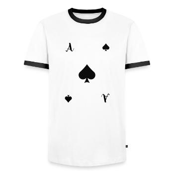 L'as de pique. - T-shirt contrasté Homme - blanc/noir - Devant - AI Model Female 172 light (172cm) & AI Model Male 178 dark (178cm)