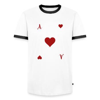 L'as de coeur. - T-shirt contrasté Homme - blanc/noir - Devant - AI Model Female 172 light (172cm) & AI Model Male 178 dark (178cm)