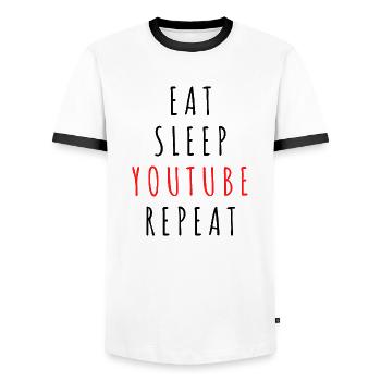 Eat Sleep Youtube Repeat - Men's Ringer Shirt - white/black - Front - AI Model Female 172 light (172cm) & AI Model Male 178 dark (178cm)