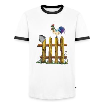 Rooster - Men's Ringer Shirt - white/black - Front - AI Model Female 172 light (172cm) & AI Model Male 178 dark (178cm)