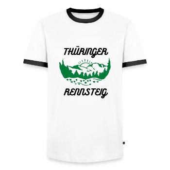 Rennsteig Thüringer Wald Wandern Thüringen grün - Männer Kontrast-T-Shirt - Weiß/Schwarz - Vorne - AI Model Female 172 light (172cm) & AI Model Male 178 dark (178cm)