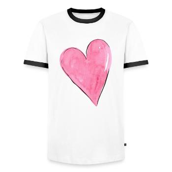 Herz Rosa - Männer Kontrast-T-Shirt - Weiß/Schwarz - Vorne - AI Model Female 172 light (172cm) & AI Model Male 178 dark (178cm)