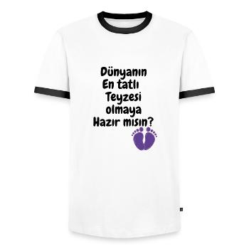 Teyze Oluyorsun - Männer Kontrast-T-Shirt - Weiß/Schwarz - Vorne - AI Model Female 172 light (172cm) & AI Model Male 178 dark (178cm)