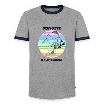 LANDSCAPE OF MAYOTTE - Men's Ringer Shirt - grey/navy  - Front - AI Model Female 172 light (172cm) & AI Model Male 178 light (178cm)