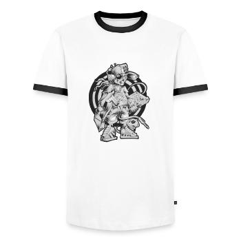 MAX korgeux - Men's Ringer Shirt - white/black - Front - AI Model Female 172 light (172cm) & AI Model Male 178 dark (178cm)