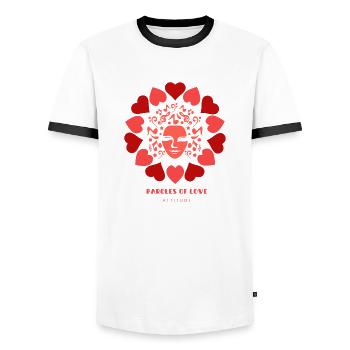 paroles of love attitude - T-shirt contrasté Homme - blanc/noir - Devant - AI Model Female 172 light (172cm) & AI Model Male 178 dark (178cm)