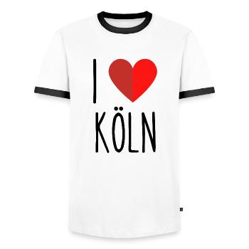 I love Köln - Männer Kontrast-T-Shirt - Weiß/Schwarz - Vorne - AI Model Female 172 light (172cm) & AI Model Male 178 dark (178cm)