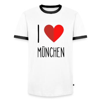 I love München - Männer Kontrast-T-Shirt - Weiß/Schwarz - Vorne - AI Model Female 172 light (172cm) & AI Model Male 178 dark (178cm)