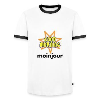 Guten Morgen - MoinJour - Männer Kontrast-T-Shirt - Weiß/Schwarz - Vorne - AI Model Female 172 light (172cm) & AI Model Male 178 dark (178cm)