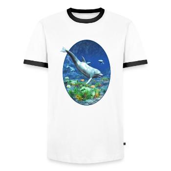 Marine life - Men's Ringer Shirt - white/black - Front - AI Model Female 172 light (172cm) & AI Model Male 178 dark (178cm)