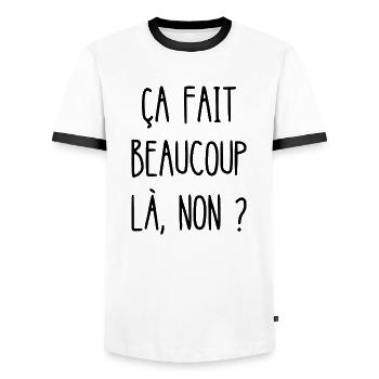 ça fait beaucoup là non - T-shirt contrasté Homme - blanc/noir - Devant - AI Model Female 172 light (172cm) & AI Model Male 178 dark (178cm)