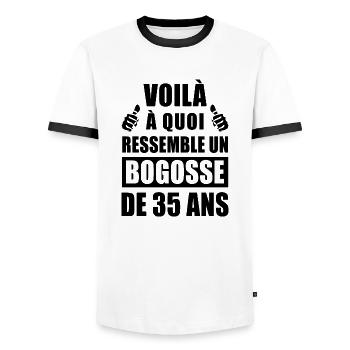 bogosse de 35 ans - T-shirt contrasté Homme - blanc/noir - Devant - AI Model Female 172 light (172cm) & AI Model Male 178 dark (178cm)