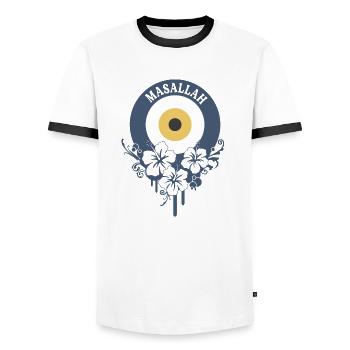 Nazar - Männer Kontrast-T-Shirt - Weiß/Schwarz - Vorne - AI Model Female 172 light (172cm) & AI Model Male 178 dark (178cm)