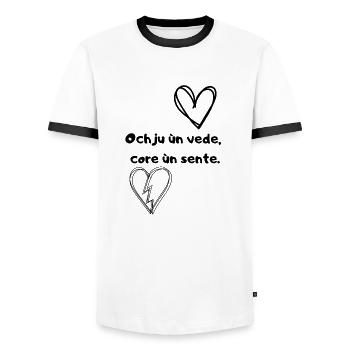 Ochju ùn vede core ùn sente - T-shirt contrasté Homme - blanc/noir - Devant - AI Model Female 172 light (172cm) & AI Model Male 178 dark (178cm)