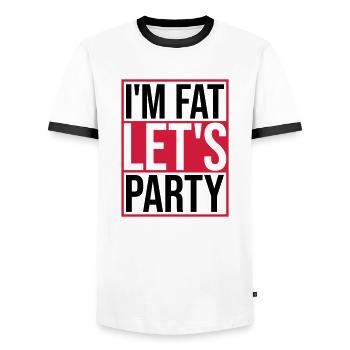 im fat lets party - Männer Kontrast-T-Shirt - Weiß/Schwarz - Vorne - AI Model Female 172 light (172cm) & AI Model Male 178 dark (178cm)