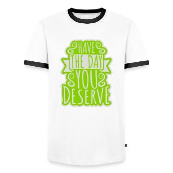 the day you deserve - Men's Ringer Shirt - white/black - Front - AI Model Female 172 light (172cm) & AI Model Male 178 dark (178cm)