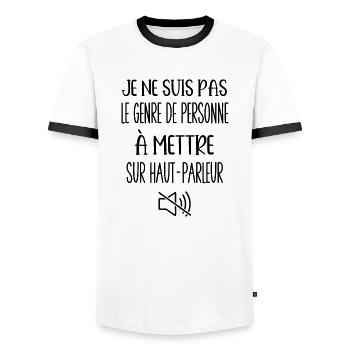 je ne suis pas le genre de personne - T-shirt contrasté Homme - blanc/noir - Devant - AI Model Female 172 light (172cm) & AI Model Male 178 dark (178cm)