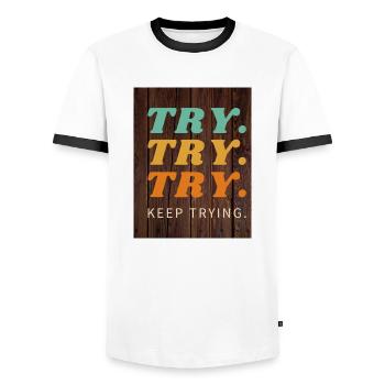 Try - Men's Ringer Shirt - white/black - Front - AI Model Female 172 light (172cm) & AI Model Male 178 dark (178cm)