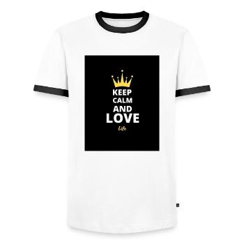 Keep Calm and Love Life - Men's Ringer Shirt - white/black - Front - AI Model Female 172 light (172cm) & AI Model Male 178 dark (178cm)