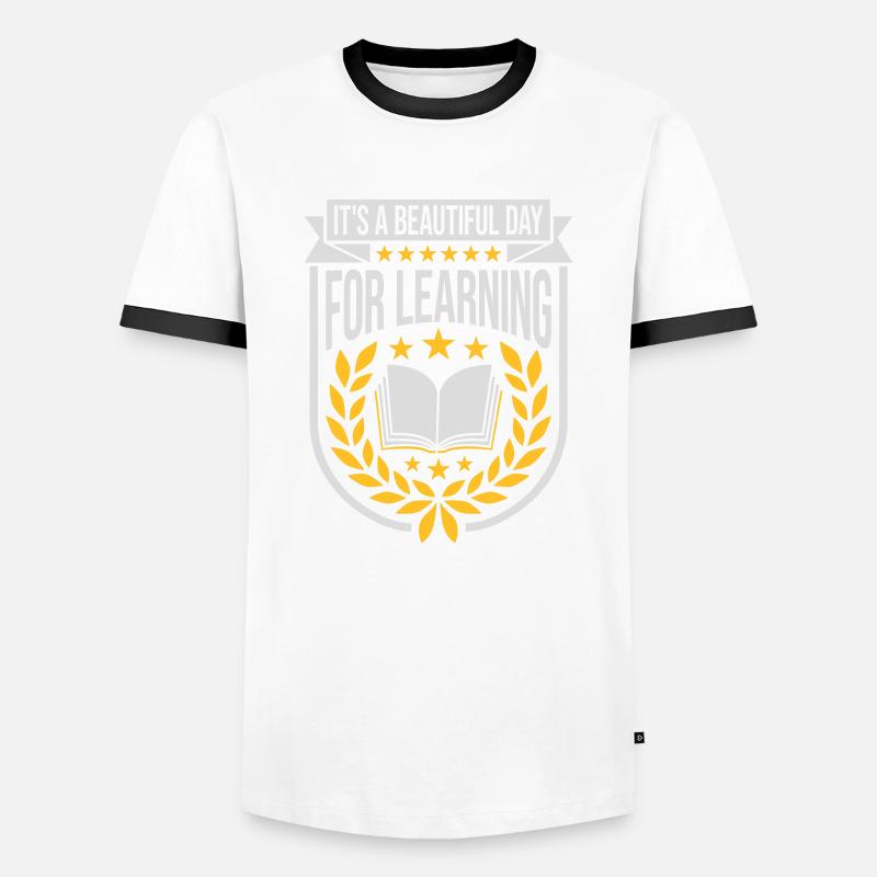 beautiful day for learning - Men's Ringer Shirt - white/black