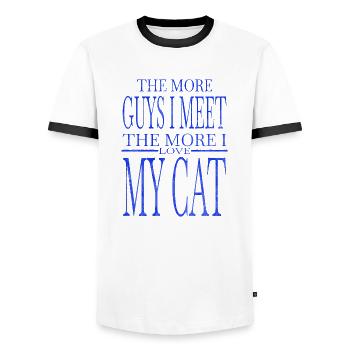 idée cadeau grand chat mignon amusant amoureux des animaux - T-shirt contrasté Homme - blanc/noir - Devant - AI Model Female 172 light (172cm) & AI Model Male 178 dark (178cm)