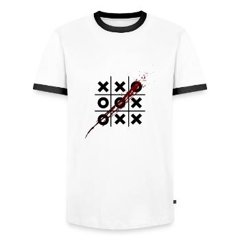 Tic Tac Toe - T-shirt contrasté Homme - blanc/noir - Devant - AI Model Female 172 light (172cm) & AI Model Male 178 dark (178cm)