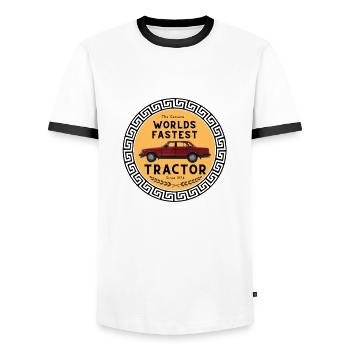 Herrgårdsvagn - Männer Kontrast-T-Shirt - Weiß/Schwarz - Vorne - AI Model Female 172 light (172cm) & AI Model Male 178 dark (178cm)