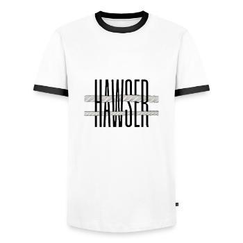 Hawser - Men's Ringer Shirt - white/black - Front - AI Model Female 172 light (172cm) & AI Model Male 178 dark (178cm)