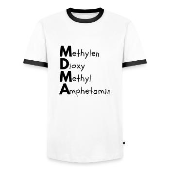 Methylenedioxymethylamphetamine - Men's Ringer Shirt - white/black - Front - AI Model Female 172 light (172cm) & AI Model Male 178 dark (178cm)