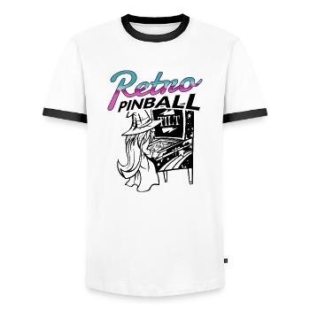 Pinball Retro Arcade Flipper Wizard Extra Ball - Männer Kontrast-T-Shirt - Weiß/Schwarz - Vorne - AI Model Female 172 light (172cm) & AI Model Male 178 dark (178cm)