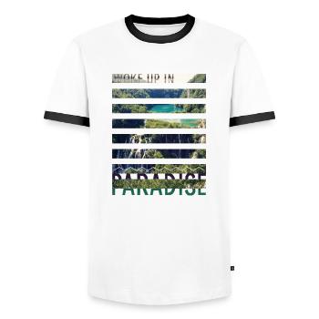 Kroatien Kroatien Hrvatska Kroatien Kroaten Paradies - Männer Kontrast-T-Shirt - Weiß/Schwarz - Vorne - AI Model Female 172 light (172cm) & AI Model Male 178 dark (178cm)