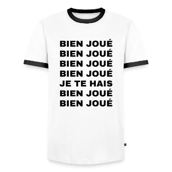 bien joué - T-shirt contrasté Homme - blanc/noir - Devant - AI Model Female 172 light (172cm) & AI Model Male 178 dark (178cm)