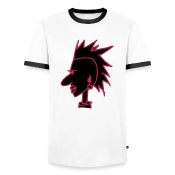 Cyber punk - Men's Ringer Shirt - white/black - Front - AI Model Female 172 light (172cm) & AI Model Male 178 dark (178cm)