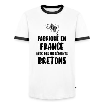 Breton - T-shirt contrasté Homme - blanc/noir - Devant - AI Model Female 172 light (172cm) & AI Model Male 178 dark (178cm)