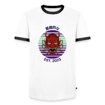 Purple Demon - Männer Kontrast-T-Shirt - Weiß/Schwarz - Vorne - AI Model Female 172 light (172cm) & AI Model Male 178 dark (178cm)