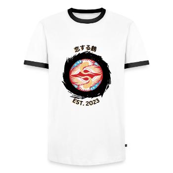 Cranes in Love - Männer Kontrast-T-Shirt - Weiß/Schwarz - Vorne - AI Model Female 172 light (172cm) & AI Model Male 178 dark (178cm)