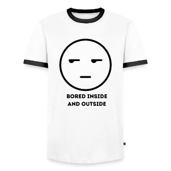 Bored inside and outside FACE2 - Männer Kontrast-T-Shirt - Weiß/Schwarz - Vorne - AI Model Female 172 light (172cm) & AI Model Male 178 dark (178cm)