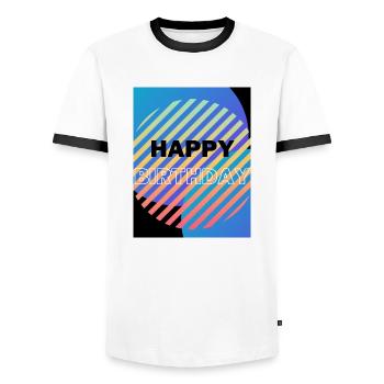 ALLES GUTE ZUM GEBURTSTAG, ALLES GUTE ZUM GEBURTSTAG, GEBURTSTAG, GEBURTSTAG - Männer Kontrast-T-Shirt - Weiß/Schwarz - Vorne - AI Model Female 172 light (172cm) & AI Model Male 178 dark (178cm)