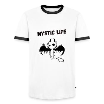 Mystic Life - Men's Ringer Shirt - white/black - Front - AI Model Female 172 light (172cm) & AI Model Male 178 dark (178cm)