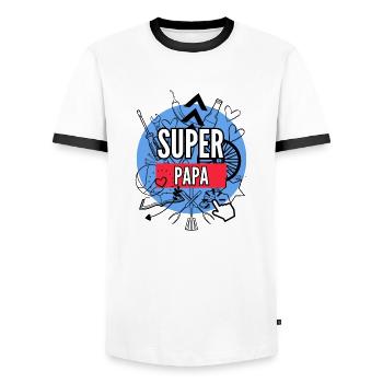 Superpapa - T-shirt contrasté Homme - blanc/noir - Devant - AI Model Female 172 light (172cm) & AI Model Male 178 dark (178cm)