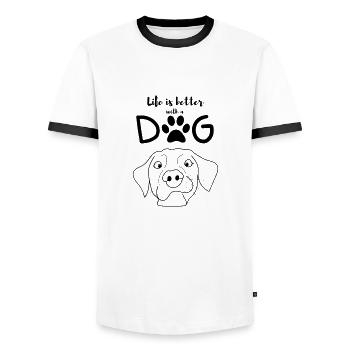 Life is better with a dog - Männer Kontrast-T-Shirt - Weiß/Schwarz - Vorne - AI Model Female 172 light (172cm) & AI Model Male 178 dark (178cm)