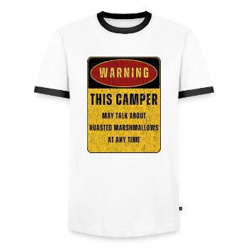 Outdoor Camping Adventure Nature. Funny sayings - Men's Ringer Shirt - white/black - Front - AI Model Female 172 light (172cm) & AI Model Male 178 dark (178cm)
