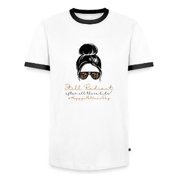 Still Radiant #HappyMothersDay (18) - T-shirt contrasté Homme - blanc/noir - Devant - AI Model Female 172 light (172cm) & AI Model Male 178 dark (178cm)