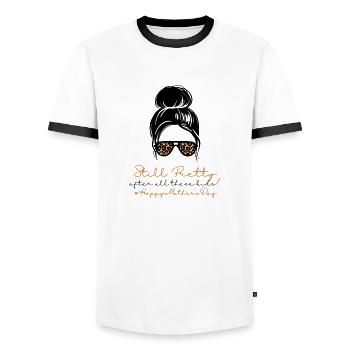 Toujours assez #HappyMothersDay (15) - T-shirt contrasté Homme - blanc/noir - Devant - AI Model Female 172 light (172cm) & AI Model Male 178 dark (178cm)