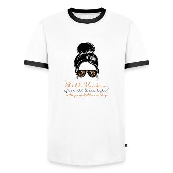 Toujours sexy#HappyMothersDay (1) - T-shirt contrasté Homme - blanc/noir - Devant - AI Model Female 172 light (172cm) & AI Model Male 178 dark (178cm)