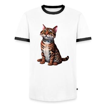 Kätzchen Bengalkatze Katze Katzenbesitzer Kater - Männer Kontrast-T-Shirt - Weiß/Schwarz - Vorne - AI Model Female 172 light (172cm) & AI Model Male 178 dark (178cm)
