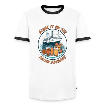 Blâmez-le sur le paquet de boissons - T-shirt contrasté Homme - blanc/noir - Devant - AI Model Female 172 light (172cm) & AI Model Male 178 dark (178cm)