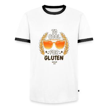 Pour refroidir pour le gluten - T-shirt contrasté Homme - blanc/noir - Devant - AI Model Female 172 light (172cm) & AI Model Male 178 dark (178cm)