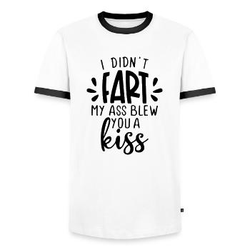 Je n’ai pas pété mes fesses juste soufflé un baiser drôle - T-shirt contrasté Homme - blanc/noir - Devant - AI Model Female 172 light (172cm) & AI Model Male 178 dark (178cm)
